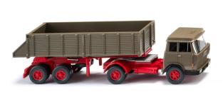 Wiking 067710 - H0 - Hinterkippersattelzug, Hanomag Henschel - beigegrau